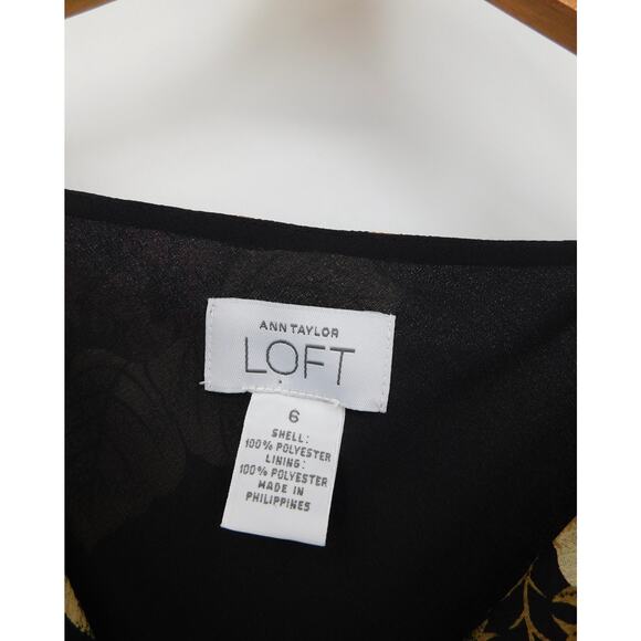 VTG Ann Taylor LOFT‎ Floral Knee-Length Sheath Tie Satin Waist Dress Size 6 Y2K - Picture 4 of 4